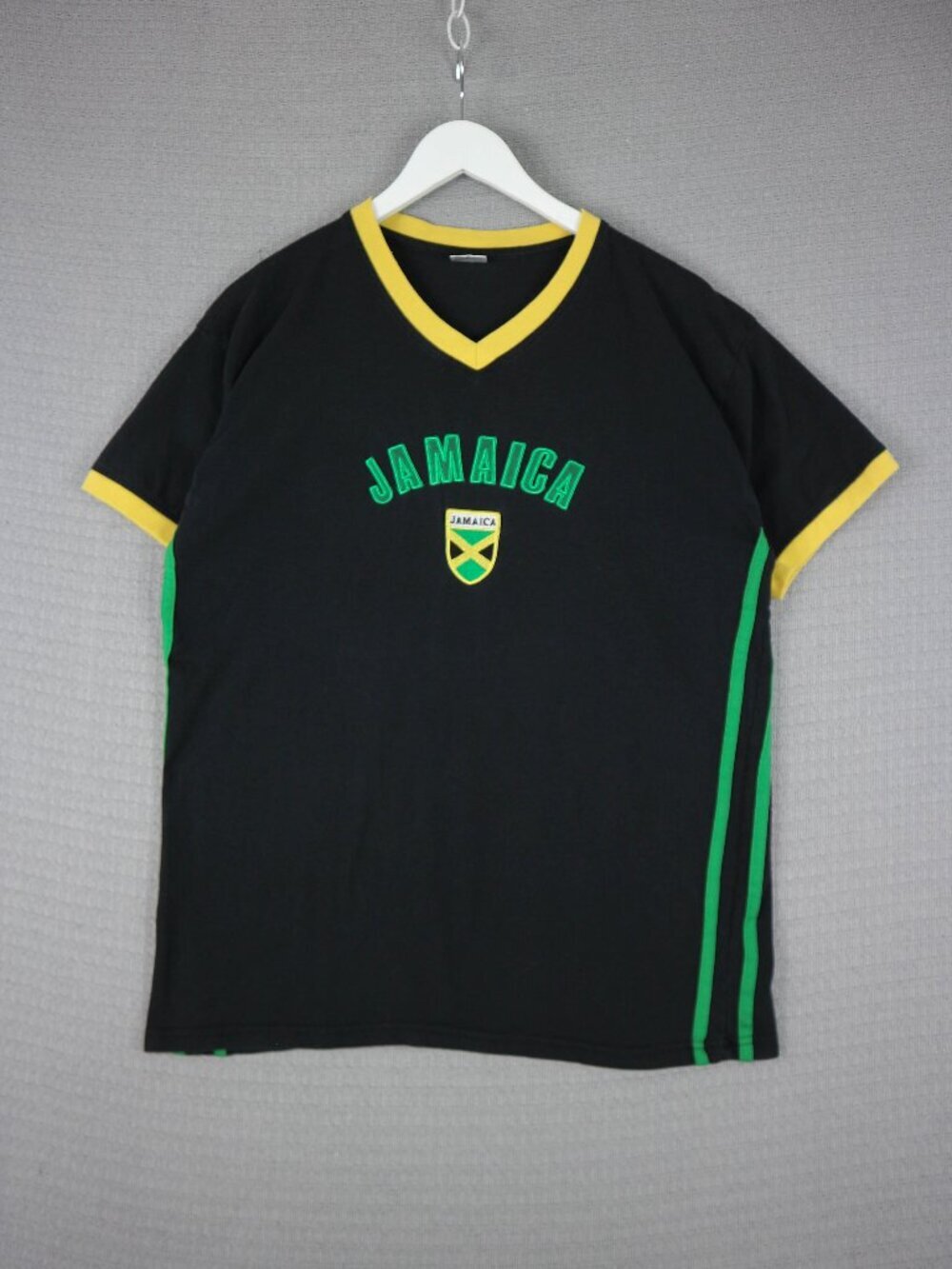 Jamaica Striped Country Tee V Neck Cotton Mens XL